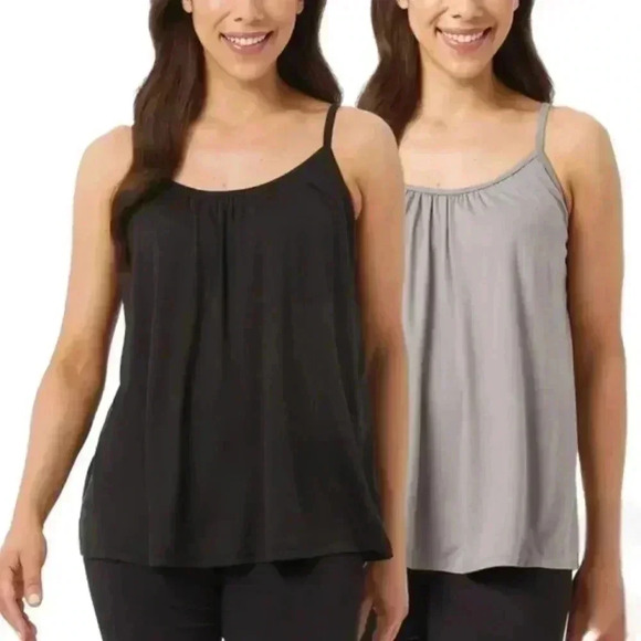 New! 32 Degrees Cool Cami Tank Small Black Grey Built In Bra  | 2 pack - Picture 1 of 13